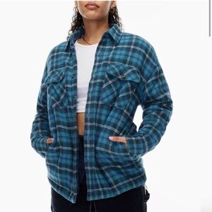TNA Aritzia fleece lined button up flannel
